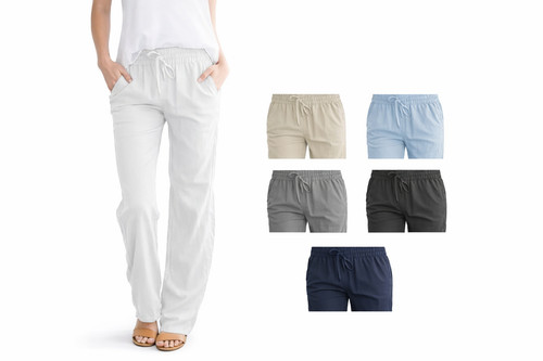 Damen leinen baumwoll - baumwoll, hose